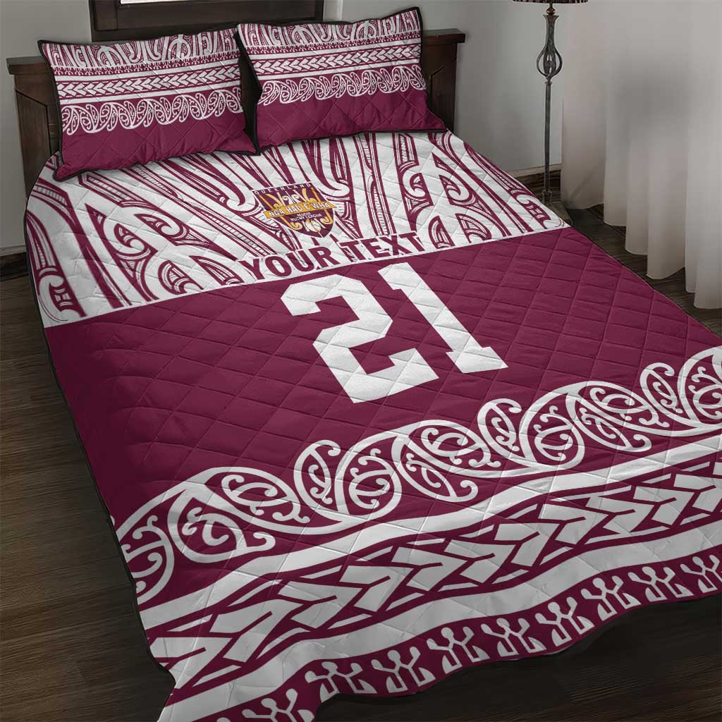 Queensland Maori Nga Hau E Wha Custom Quilt Bed Set Polynesian Maori Tribal Pattern LT9 Maroon - Polynesian Pride