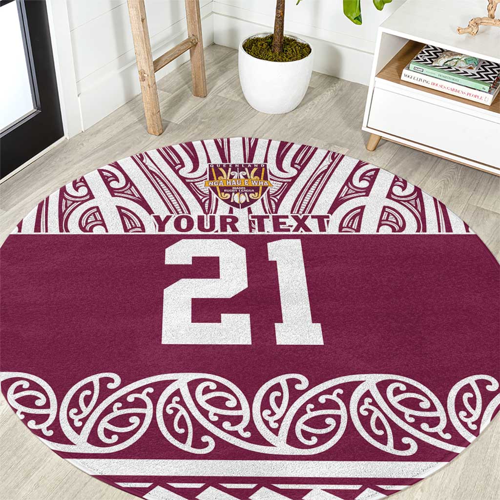 Queensland Maori Nga Hau E Wha Custom Round Carpet Polynesian Maori Tribal Pattern LT9 Maroon - Polynesian Pride