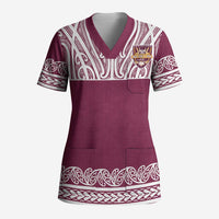 Queensland Maori Nga Hau E Wha Custom Scrub Top Polynesian Maori Tribal Pattern - Polynesian Pride