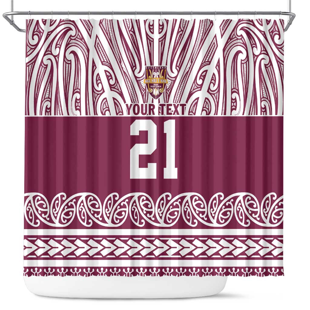 Queensland Maori Nga Hau E Wha Custom Shower Curtain Polynesian Maori Tribal Pattern LT9 Maroon - Polynesian Pride