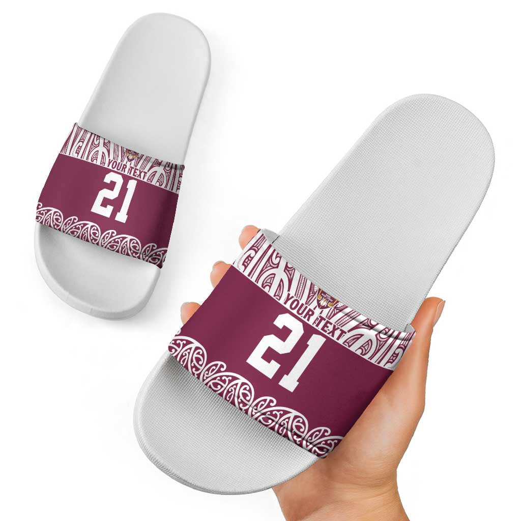 Queensland Maori Nga Hau E Wha Custom Slide Sandals Polynesian Maori Tribal Pattern - Polynesian Pride