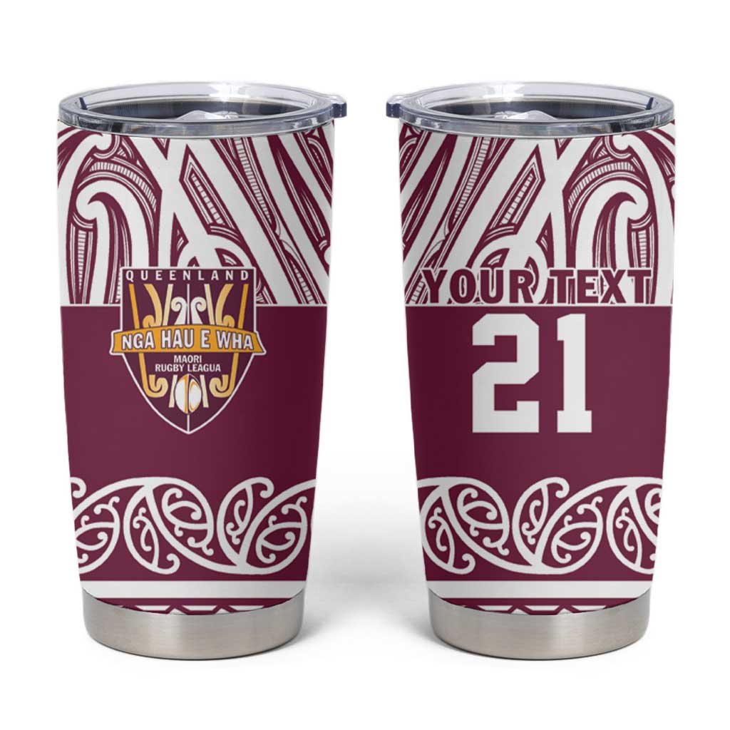 Queensland Maori Nga Hau E Wha Custom Tumbler Cup Polynesian Maori Tribal Pattern LT9 Maroon - Polynesian Pride