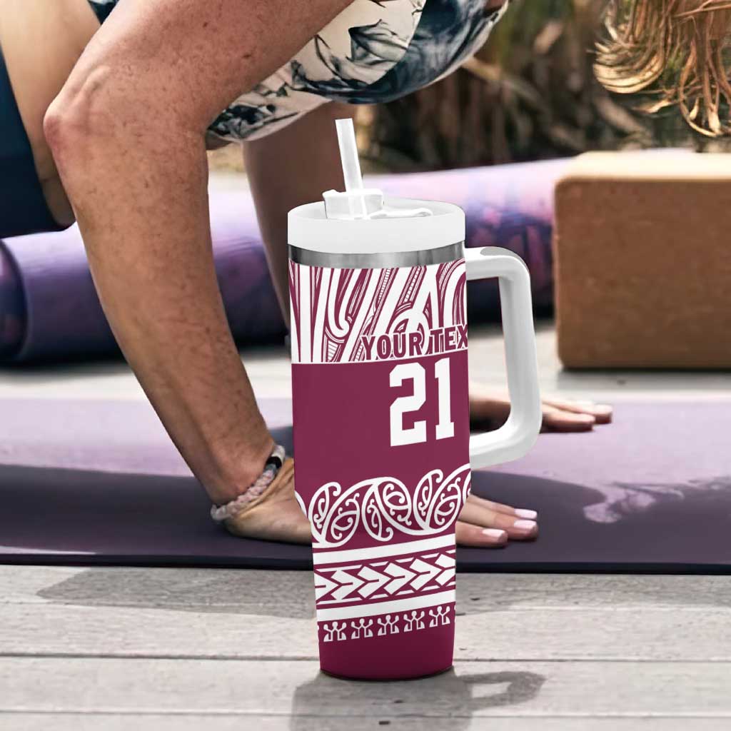 Queensland Maori Nga Hau E Wha Custom Tumbler With Handle Polynesian Maori Tribal Pattern