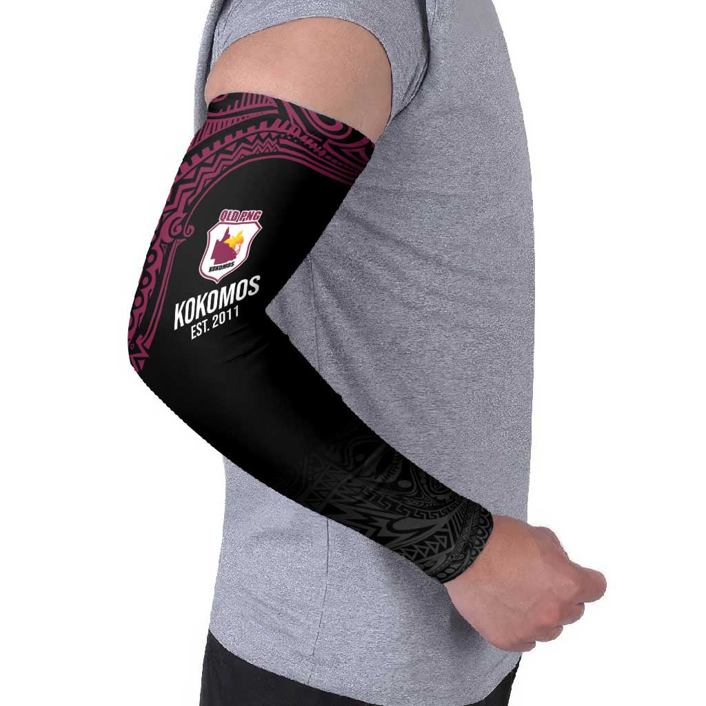Queensland Papua New Guinea Custom Arm Sleeves All Black Pacific PNG Tribal Style - Polynesian Pride