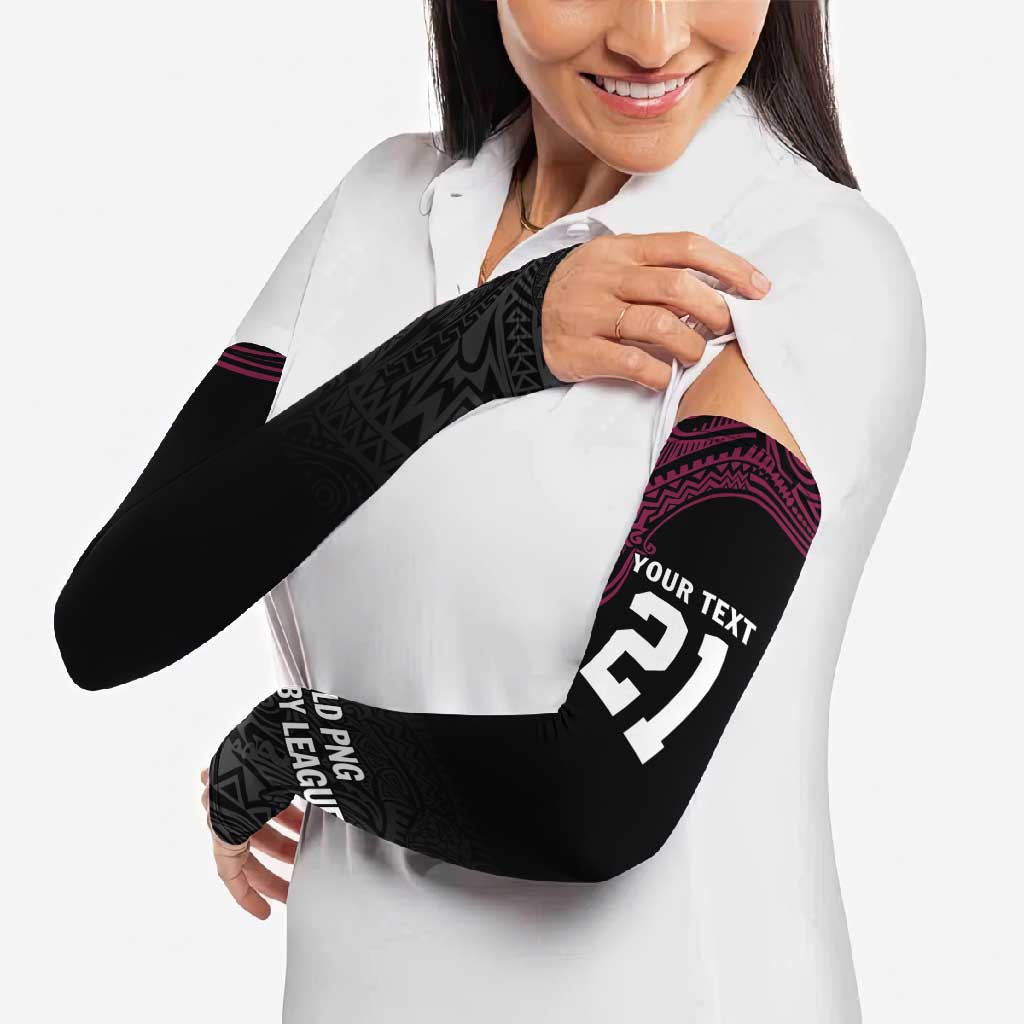 Queensland Papua New Guinea Custom Arm Sleeves All Black Pacific PNG Tribal Style - Polynesian Pride