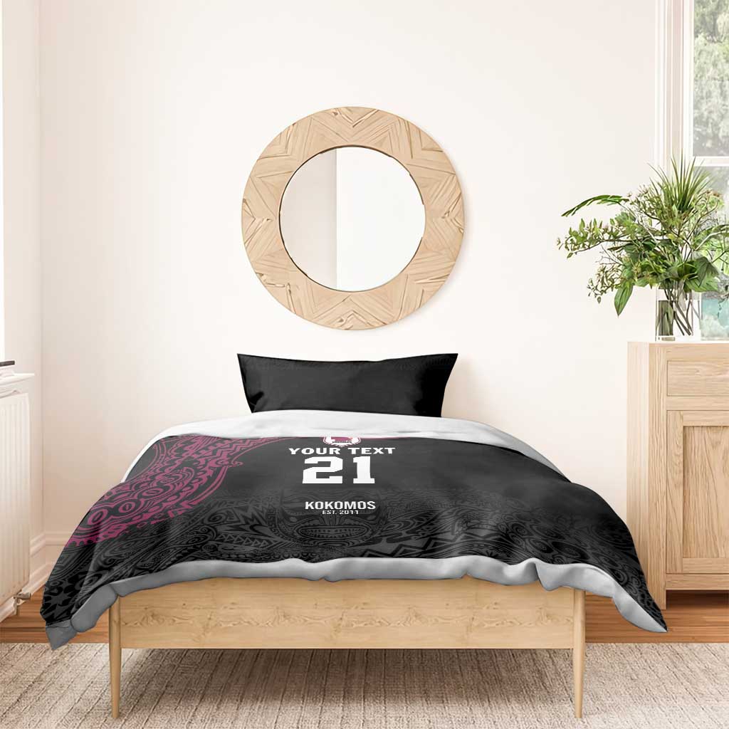 Queensland Papua New Guinea Custom Bedding Set All Black Pacific PNG Tribal Style