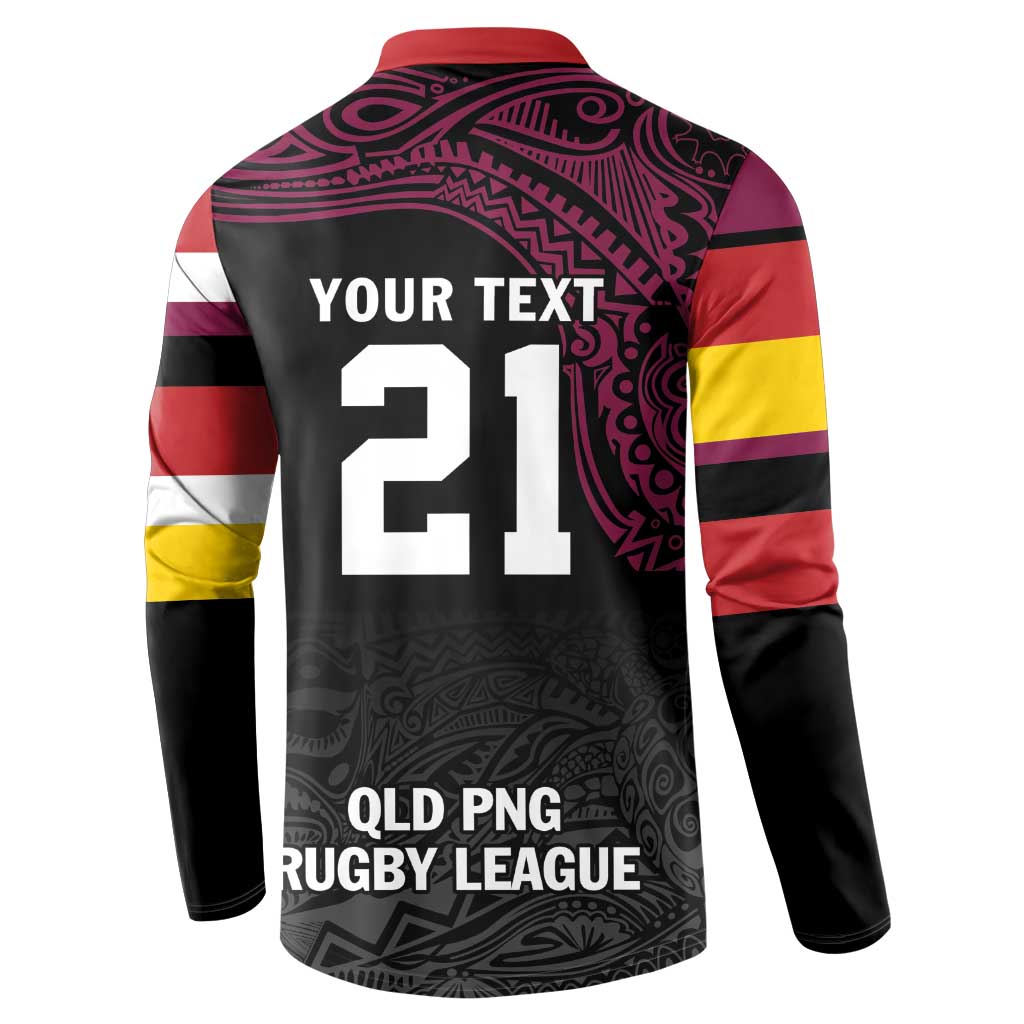 Queensland Papua New Guinea Custom Button Sweatshirt All Black Pacific PNG Tribal Style