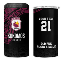 Queensland Papua New Guinea Custom 4 in 1 Can Cooler Tumbler All Black Pacific PNG Tribal Style LT9 One Size: 16 oz Black - Polynesian Pride