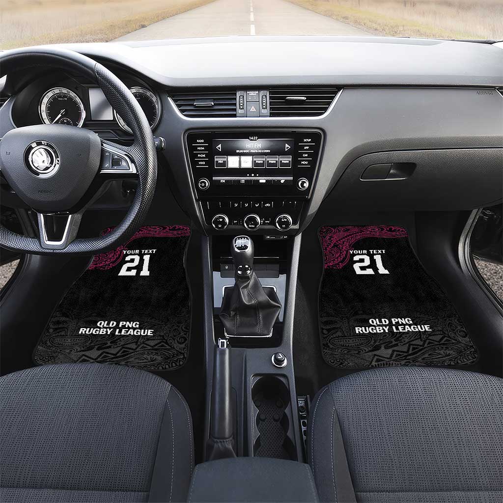 Queensland Papua New Guinea Custom Car Mats All Black Pacific PNG Tribal Style