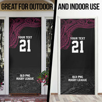 Queensland Papua New Guinea Custom Door Cover All Black Pacific PNG Tribal Style - Polynesian Pride
