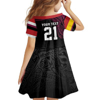 Queensland Papua New Guinea Custom Family Matching Summer Maxi Dress and Hawaiian Shirt All Black Pacific PNG Tribal Style