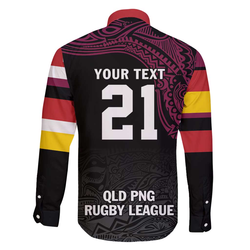 Queensland Papua New Guinea Custom Family Matching Summer Maxi Dress and Hawaiian Shirt All Black Pacific PNG Tribal Style