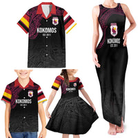 Queensland Papua New Guinea Custom Family Matching Tank Maxi Dress and Hawaiian Shirt All Black Pacific PNG Tribal Style LT9 - Polynesian Pride