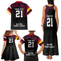 Queensland Papua New Guinea Custom Family Matching Tank Maxi Dress and Hawaiian Shirt All Black Pacific PNG Tribal Style LT9 - Polynesian Pride