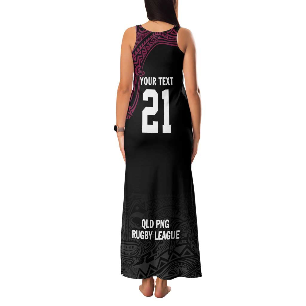 Queensland Papua New Guinea Custom Family Matching Tank Maxi Dress and Hawaiian Shirt All Black Pacific PNG Tribal Style LT9 - Polynesian Pride