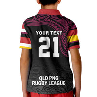 Queensland Papua New Guinea Custom Kid Polo Shirt All Black Pacific PNG Tribal Style