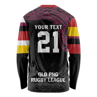 Queensland Papua New Guinea Custom Long Sleeve Shirt All Black Pacific PNG Tribal Style