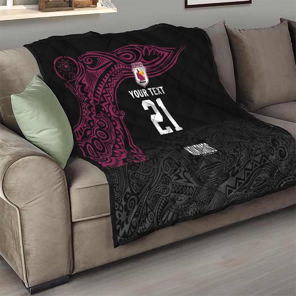 Queensland Papua New Guinea Custom Quilt All Black Pacific PNG Tribal Style