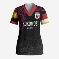 Queensland Papua New Guinea Custom Scrub Top All Black Pacific PNG Tribal Style - Polynesian Pride