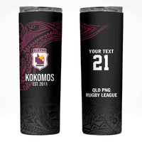 Queensland Papua New Guinea Custom Skinny Tumbler All Black Pacific PNG Tribal Style LT9 Black - Polynesian Pride