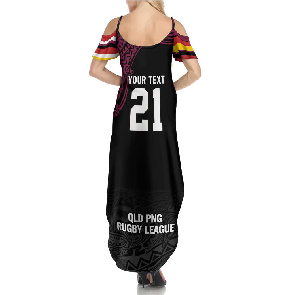 Queensland Papua New Guinea Custom Summer Maxi Dress All Black Pacific PNG Tribal Style