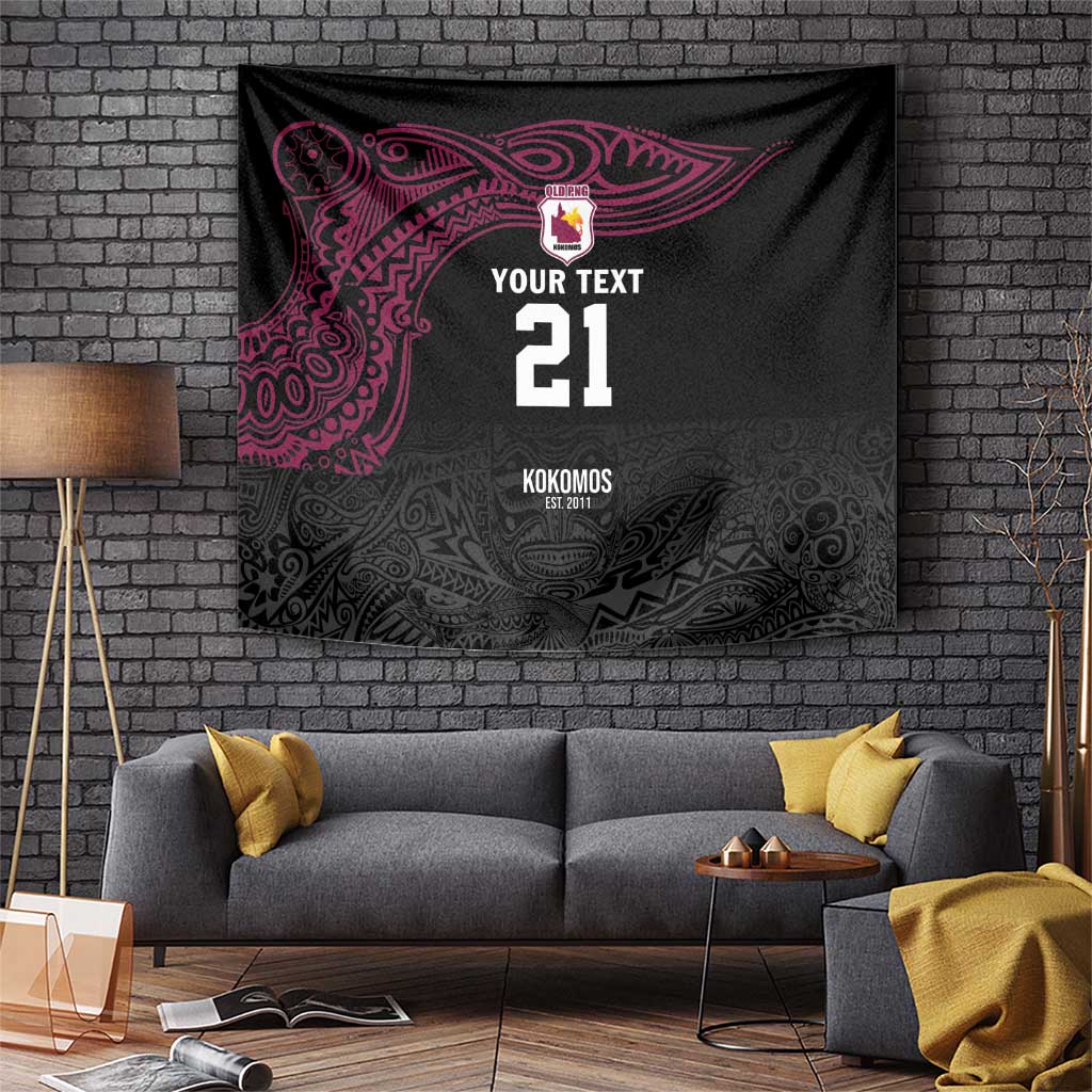 Queensland Papua New Guinea Custom Tapestry All Black Pacific PNG Tribal Style LT9 Black - Polynesian Pride