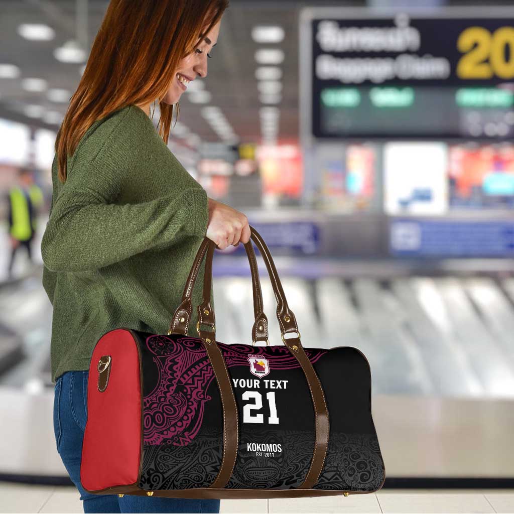 Queensland Papua New Guinea Custom Travel Bag All Black Pacific PNG Tribal Style - Polynesian Pride