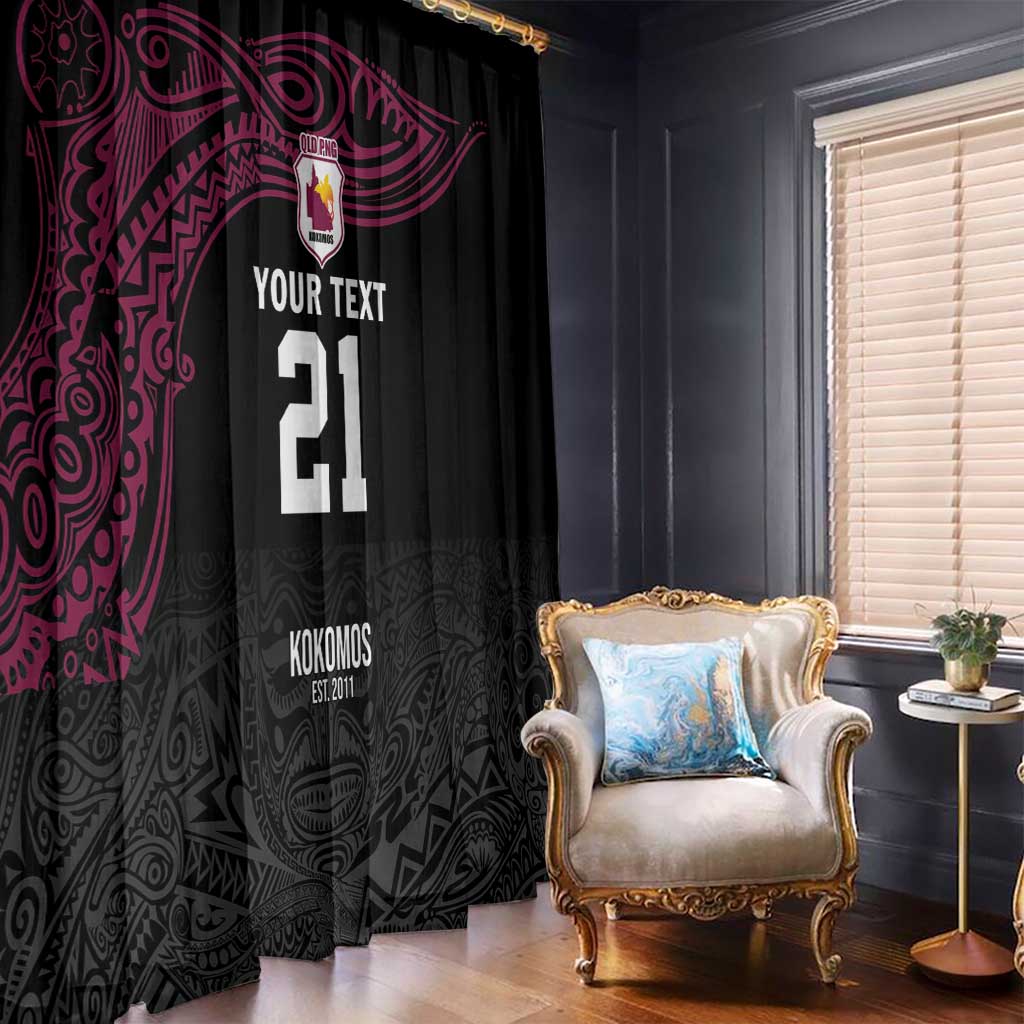 Queensland Papua New Guinea Custom Window Curtain All Black Pacific PNG Tribal Style