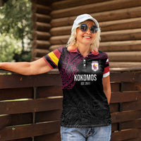 Queensland Papua New Guinea Custom Women Polo Shirt All Black Pacific PNG Tribal Style LT9 - Polynesian Pride