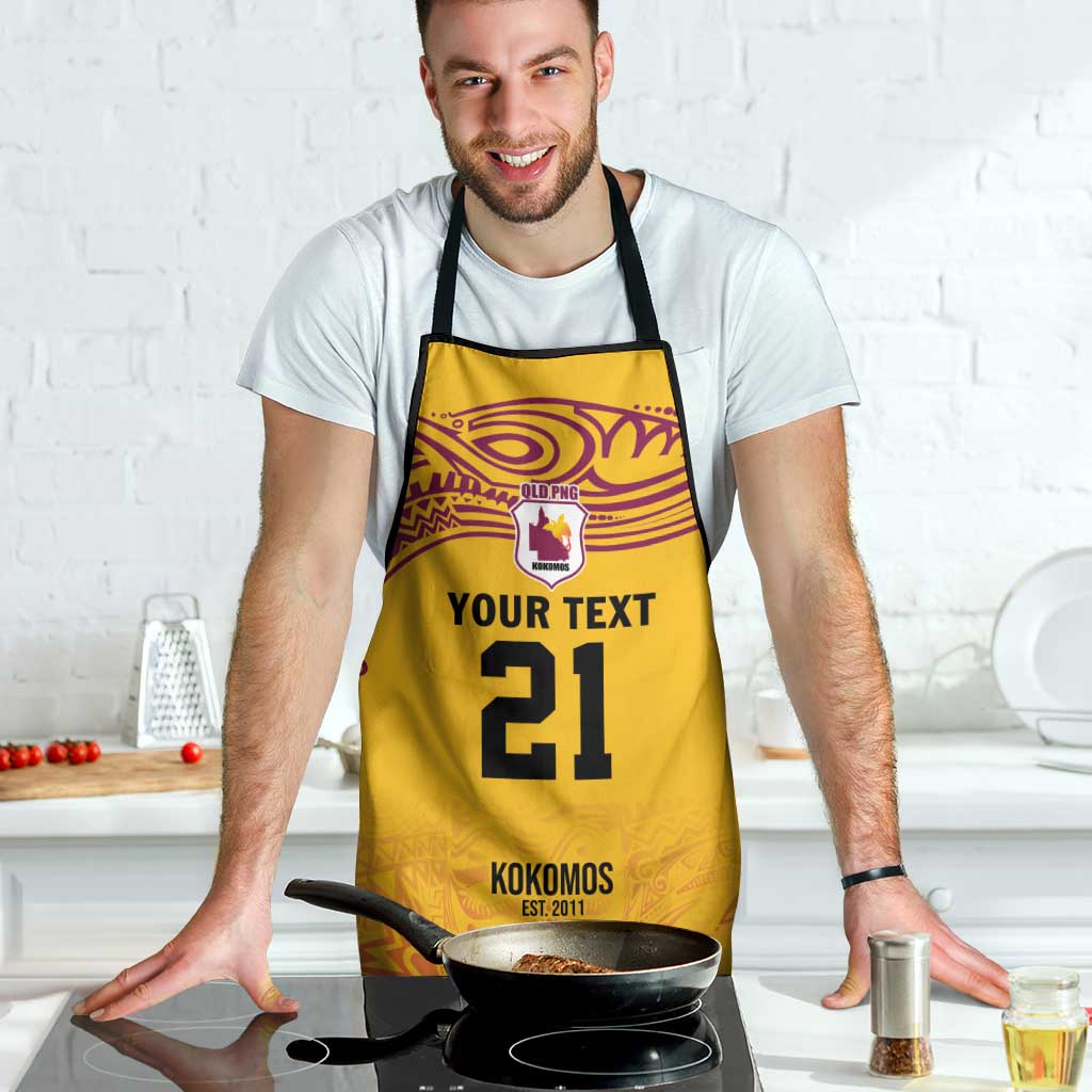 Queensland Papua New Guinea Custom Apron All Gold Pacific PNG Tribal Style - Polynesian Pride