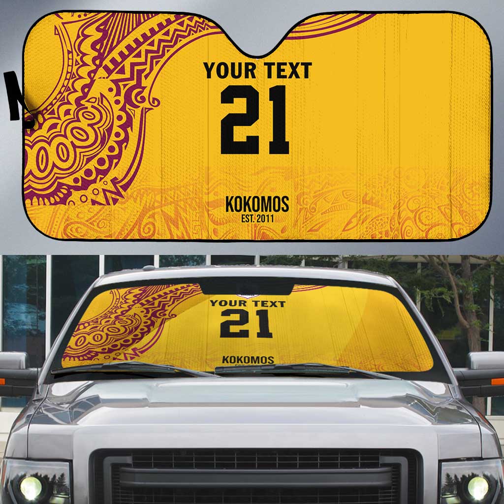 Queensland Papua New Guinea Custom Auto Sun Shade All Gold Pacific PNG Tribal Style - Polynesian Pride