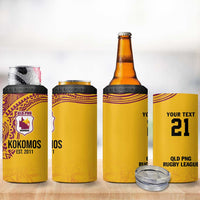 Queensland Papua New Guinea Custom 4 in 1 Can Cooler Tumbler All Gold Pacific PNG Tribal Style LT9 - Polynesian Pride