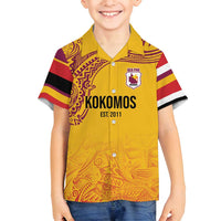 Queensland Papua New Guinea Custom Family Matching Long Sleeve Bodycon Dress and Hawaiian Shirt All Gold Pacific PNG Tribal Style LT9 Son's Shirt Gold - Polynesian Pride