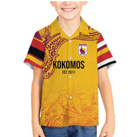 Queensland Papua New Guinea Custom Family Matching Mermaid Dress and Hawaiian Shirt All Gold Pacific PNG Tribal Style LT9 Son's Shirt Gold - Polynesian Pride