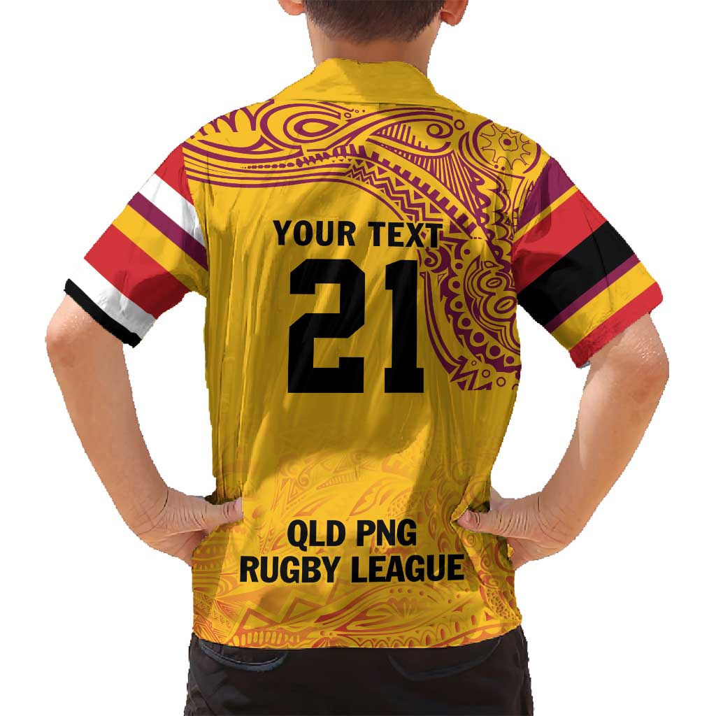 Queensland Papua New Guinea Custom Family Matching Puletasi and Hawaiian Shirt All Gold Pacific PNG Tribal Style