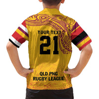 Queensland Papua New Guinea Custom Family Matching Short Sleeve Bodycon Dress and Hawaiian Shirt All Gold Pacific PNG Tribal Style LT9 - Polynesian Pride