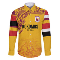 Queensland Papua New Guinea Custom Family Matching Summer Maxi Dress and Hawaiian Shirt All Gold Pacific PNG Tribal Style