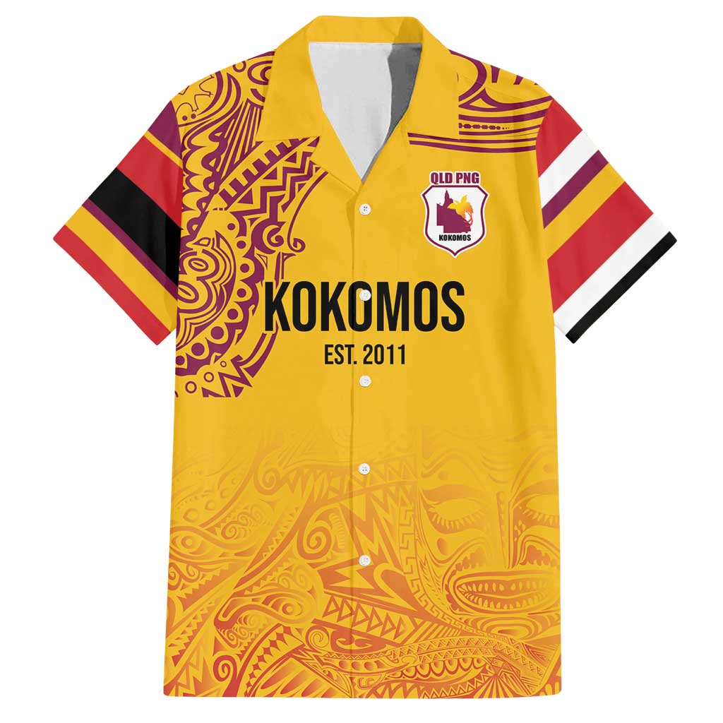 Queensland Papua New Guinea Custom Family Matching Tank Maxi Dress and Hawaiian Shirt All Gold Pacific PNG Tribal Style LT9 Dad's Shirt - Short Sleeve Gold - Polynesian Pride