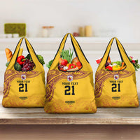 Queensland Papua New Guinea Custom Grocery Bag All Gold Pacific PNG Tribal Style