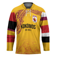 Queensland Papua New Guinea Custom Hockey Jersey All Gold Pacific PNG Tribal Style - Polynesian Pride