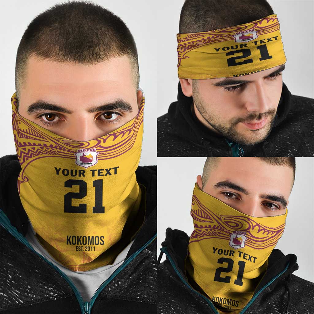 Queensland Papua New Guinea Custom Neck Gaiter All Gold Pacific PNG Tribal Style - Polynesian Pride