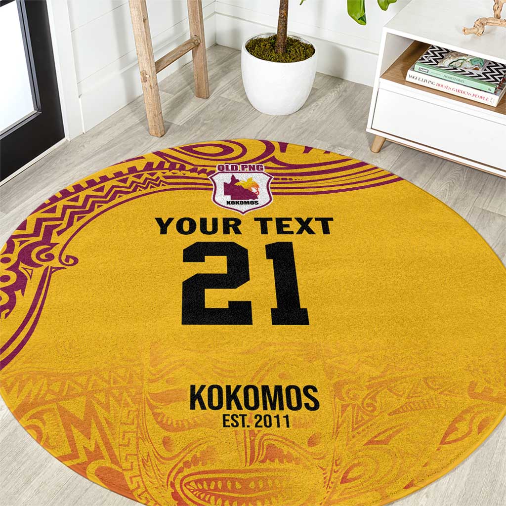 Queensland Papua New Guinea Custom Round Carpet All Gold Pacific PNG Tribal Style LT9 Gold - Polynesian Pride