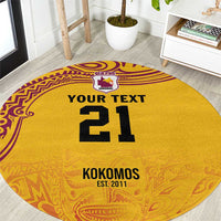 Queensland Papua New Guinea Custom Round Carpet All Gold Pacific PNG Tribal Style LT9 Gold - Polynesian Pride
