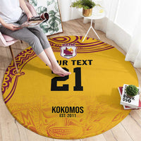 Queensland Papua New Guinea Custom Round Carpet All Gold Pacific PNG Tribal Style LT9 - Polynesian Pride