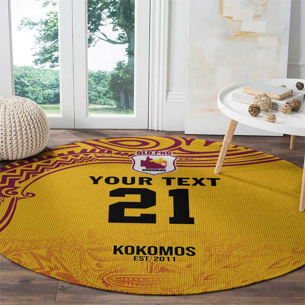 Queensland Papua New Guinea Custom Round Carpet All Gold Pacific PNG Tribal Style LT9 - Polynesian Pride