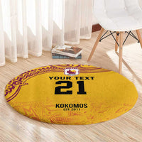 Queensland Papua New Guinea Custom Round Carpet All Gold Pacific PNG Tribal Style LT9 - Polynesian Pride
