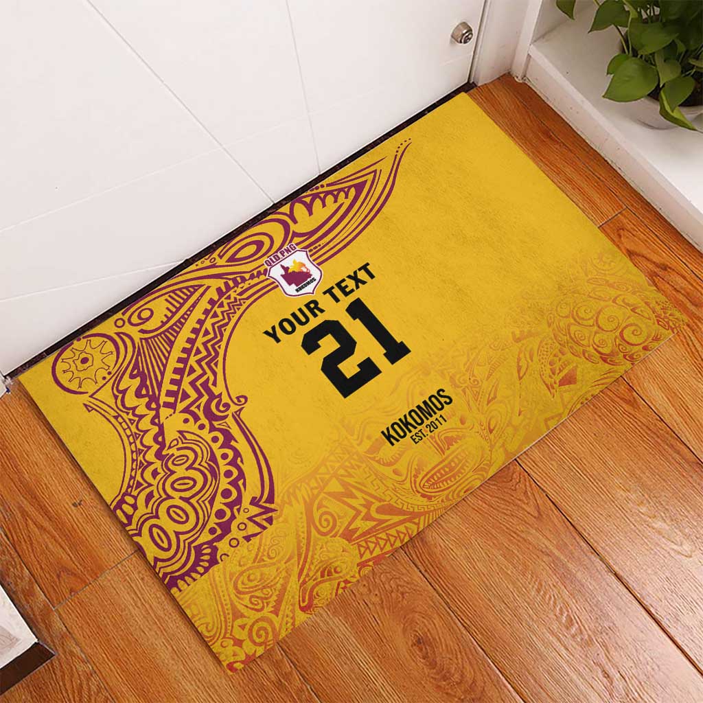 Queensland Papua New Guinea Custom Rubber Doormat All Gold Pacific PNG Tribal Style LT9 - Polynesian Pride