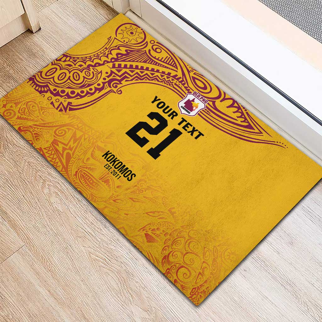 Queensland Papua New Guinea Custom Rubber Doormat All Gold Pacific PNG Tribal Style LT9 - Polynesian Pride