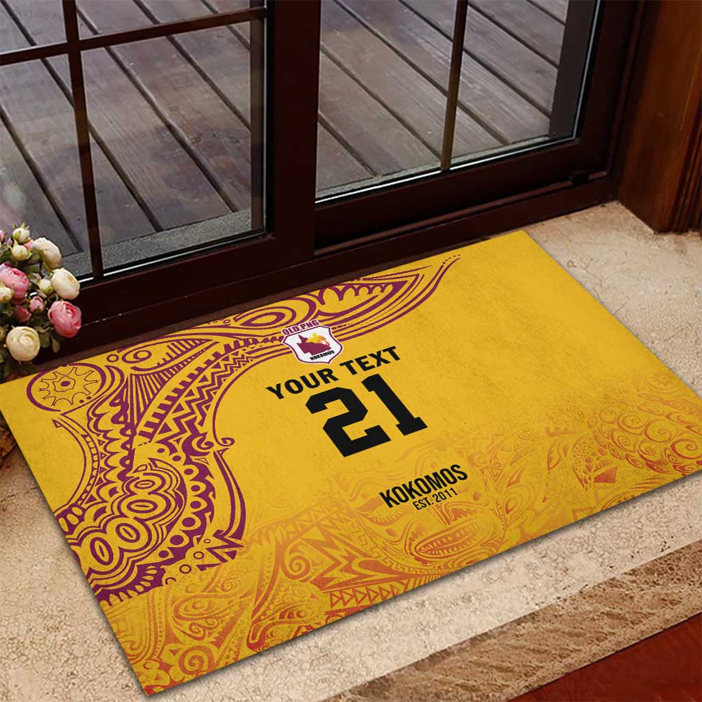 Queensland Papua New Guinea Custom Rubber Doormat All Gold Pacific PNG Tribal Style LT9 - Polynesian Pride