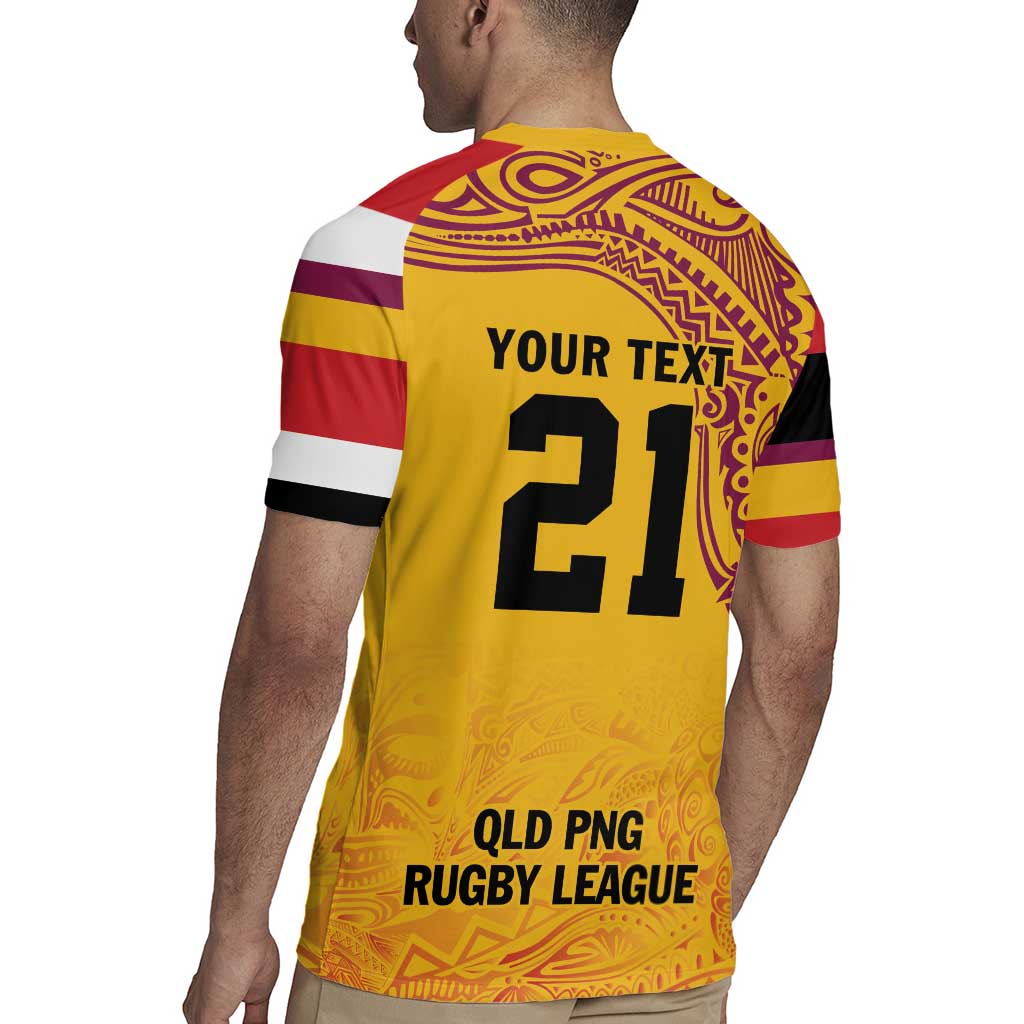 Queensland Papua New Guinea Custom Rugby Jersey All Gold Pacific PNG Tribal Style